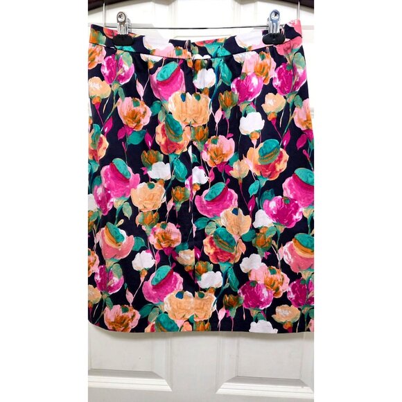 J.Crew Floral A-Line Festival Skirt Women's Size 4 Multicolor Cotton Blend Knee - Picture 3 of 7